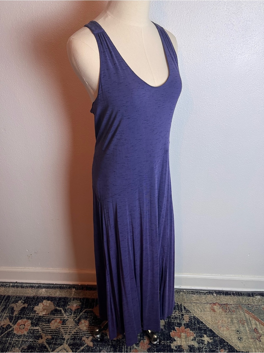 Maeve Anthropologie Melanie Maxi Dress Purple Lace Back Boho Swing Racerback